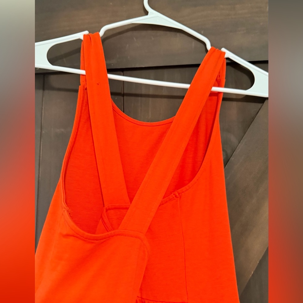 J.Crew Tiered Maxi Knit Eyelet Orange Racerback Summer Dress Women's Size XS - Picture 4 of 7
